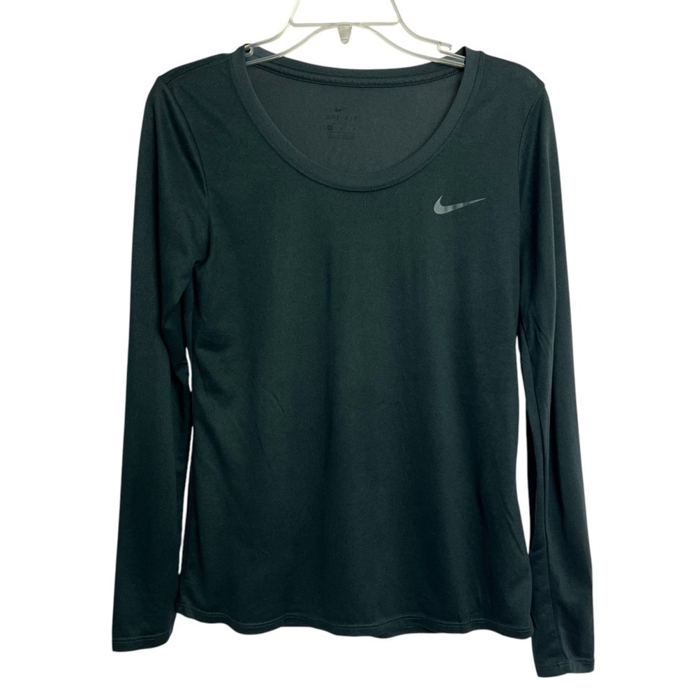 Nike Dri-Fit Women’s Pullover Athletic Shirt Sz Medium Semi Sheer Dark Green